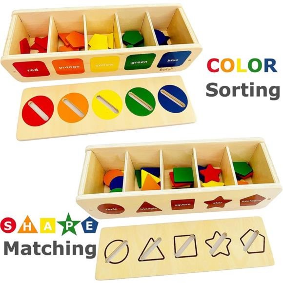 Montessori Toys Color&Shape Sorting Learning Matching Box for Baby Toddlers 1-3 - Picture 5 of 7